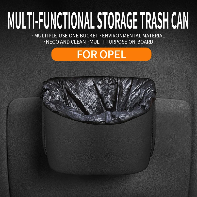 Hanging Car Trash Can Car Door Seat Back Storage Box Accessories For Opel Astra H G J Insignia Corsa Zafira Meriva Mokka