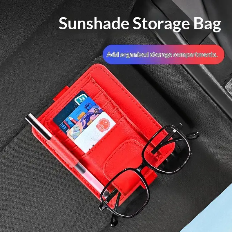 Car Sun Visor Organizer Multi-Pocket Business Card Storage Management Sunglasses Holder Visor Accessories Auto Interior