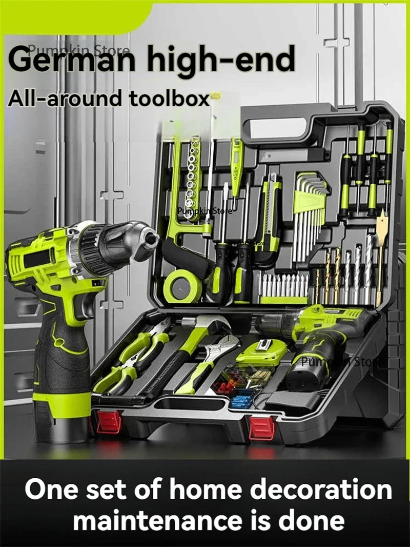 Cordless Drill Tool Kit Power Drill Tool Box With Battery Electric Drill Driver For Men Home Hand Repair Basic Toolbox