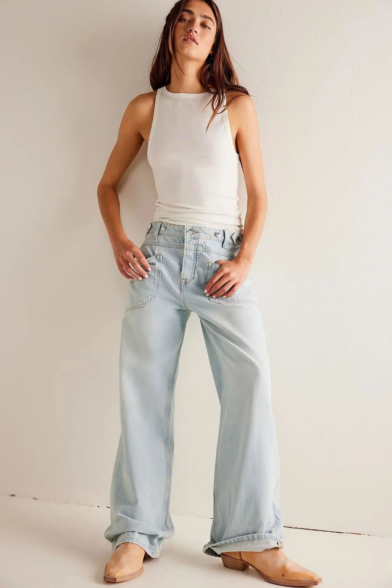 American Retro Washed Overalls for Women Four Seasons Fashion Loose Casual Straight Leg Wide-leg Pants for Women's Streetwear