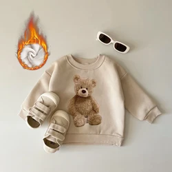 Baby Clothes Little Bear Print Casual Sweater Autumn Winter Thick Girls Plush Sweater Shirt Boys Pullover Tops Soft Comfortable