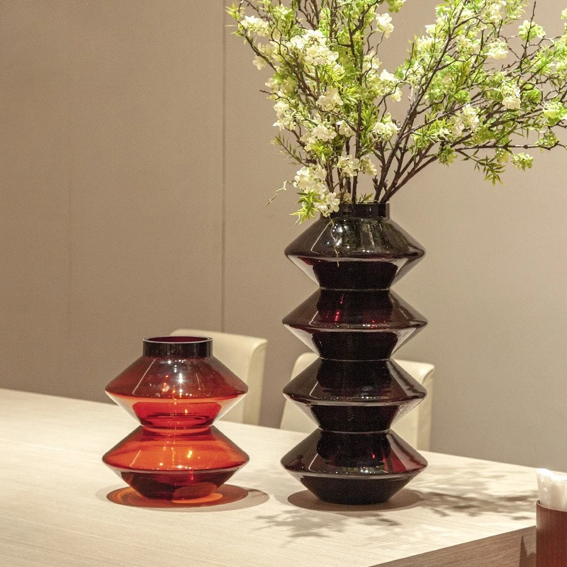Vintage Bordeaux red rhombus, pagoda modern art, tabletop ornament