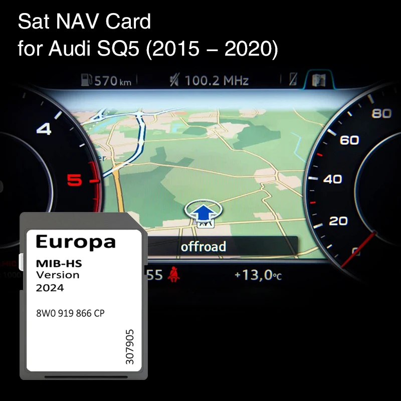 

2024 Update Europe UK Maps 8W0919866CP for Audi SQ5 2015-2020 Car SD GPS Card 16GB MHS2 MIB-HS Navigation