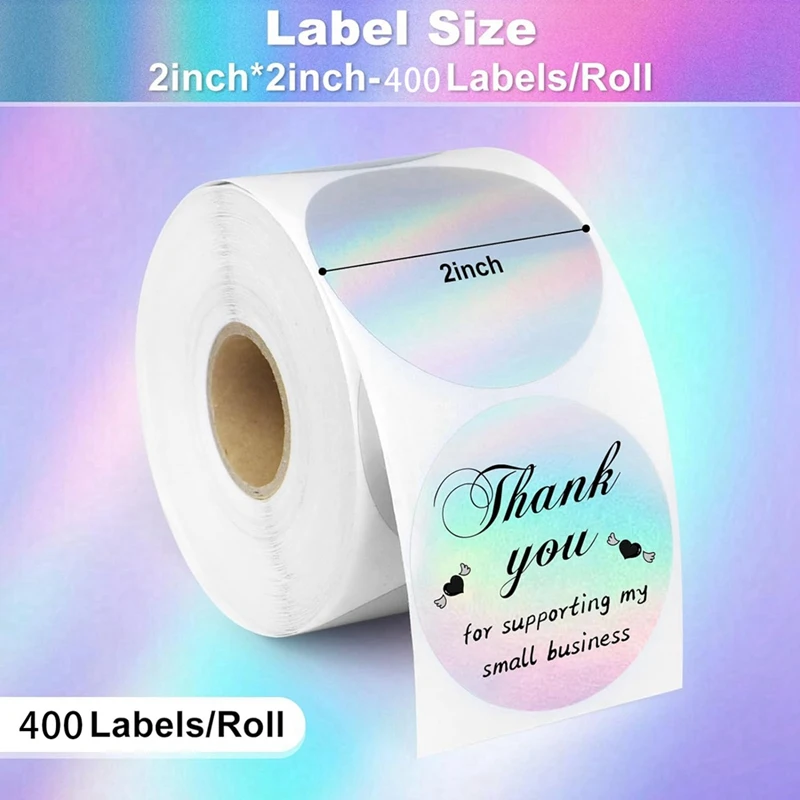 2Inch Thermal Labels, 400 Pcs Round Self-Adhesive Direct Thermal Printer Label For Color Coding Label Printer, Logo