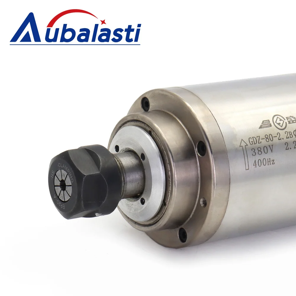 Aubalasti Water Cooled Spindle Motor GDZ-80 1.5KW 2.2KW ER11 ER16 ER20 Voltage 220V 380V 5A 8A for CNC Router Machine