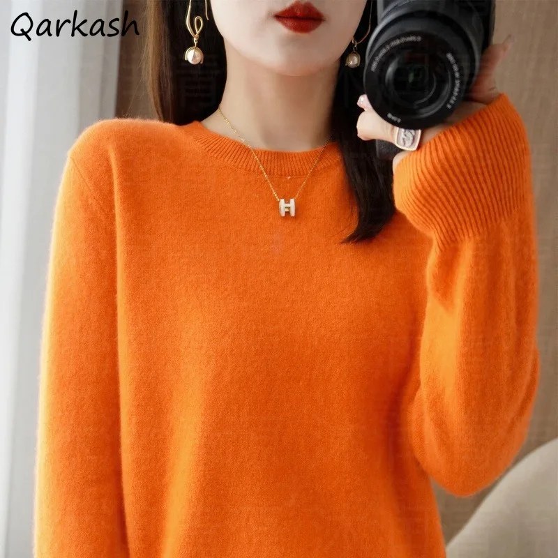 

O-neck Pullovers for Women Stylish Korean Style Long Sleeve Casual Soft New Minimalist Spring Autumn Warm Underwear Tops Female