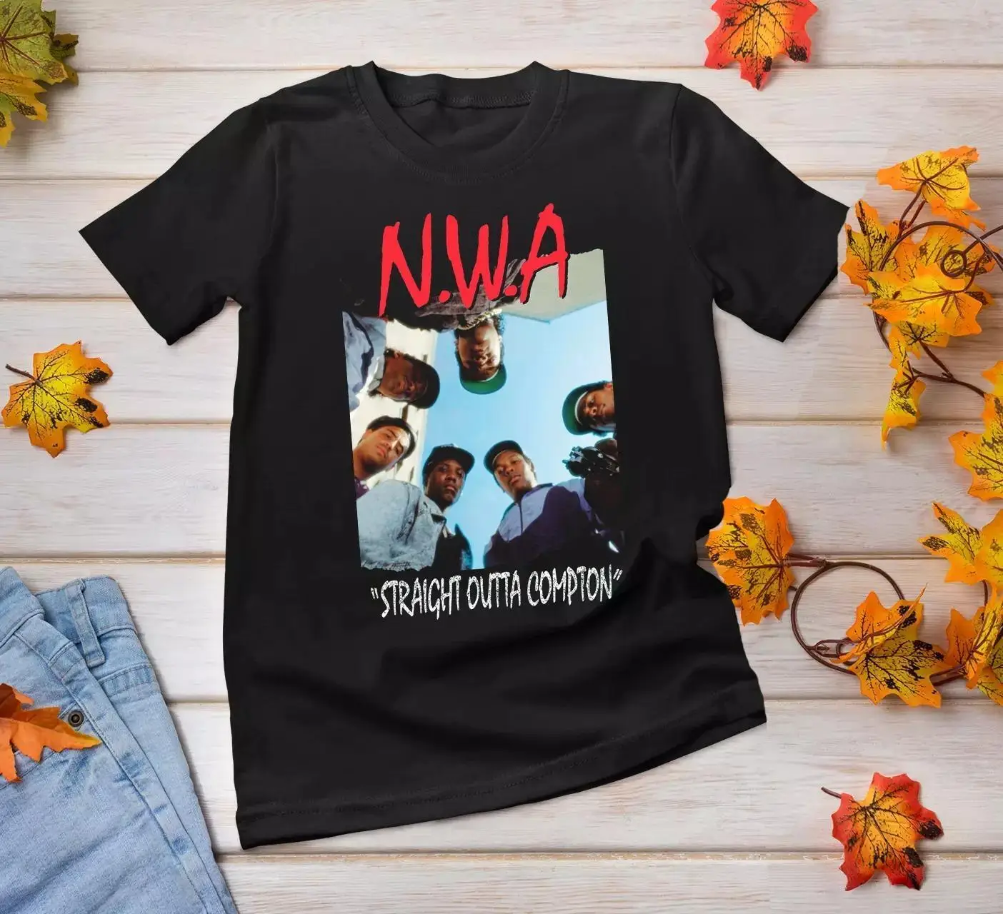 NWA rappers ตรง Outta Compton เสื้อยืดสีดำที่ดีที่สุด