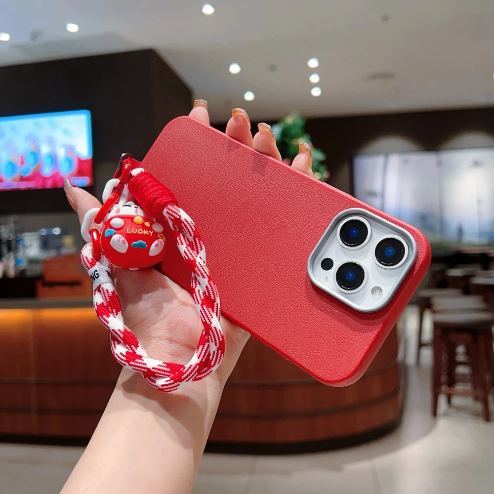 Universal Braided Mobile Phone Lanyard Strap Cartoon Cat Hanging Chain Ring Cord with Patch Wrist Strap Cell Phone Detachable
