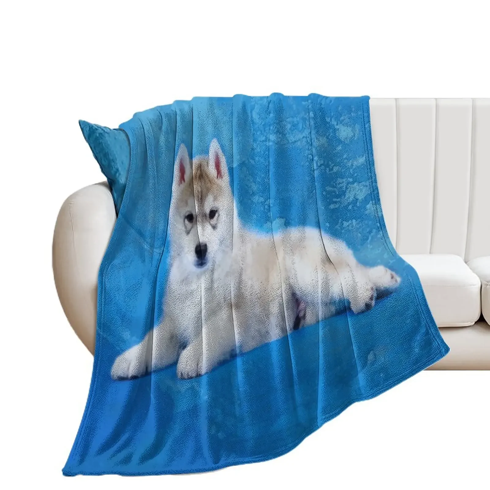 

Siberian Husky Puppy Throw Blanket Designers Single Hair Blankets