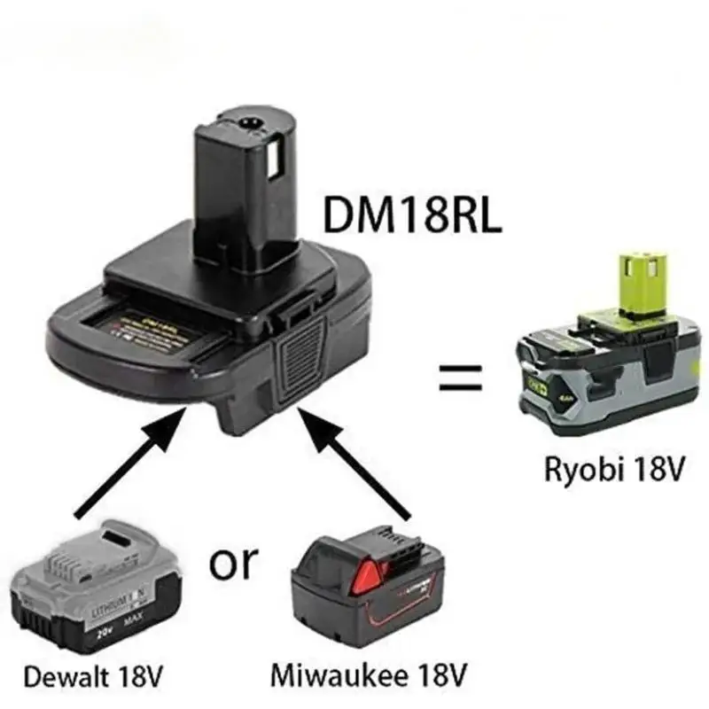 Adapter DM18RL MT20RNL BPS18RL for Makita/DL/Milwaukee/Black Decker/Porter-Cable Stanley Li-ion Battery For RYOBI 18V Tool
