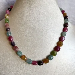 Natural Stone Nugget Tourmaline Jade Necklace Pink Yellow Green Brown Simple Hot Selling Wedding Party Jewelry Handwork