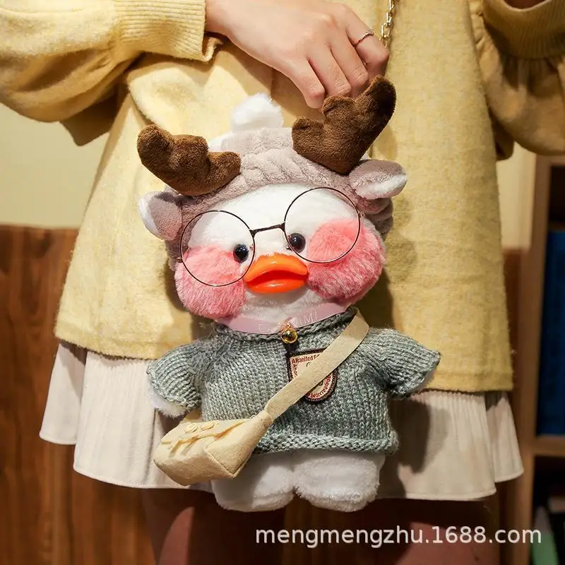 Bolso de Hombro de Peluche de Pato Kawaii 2026, Bolsos de Mensajero, Bolso de Mano Suave de Pato Amarillo y Blanco Lalafanfan para Mujeres, Niñas, Regalo de Cumpleaños