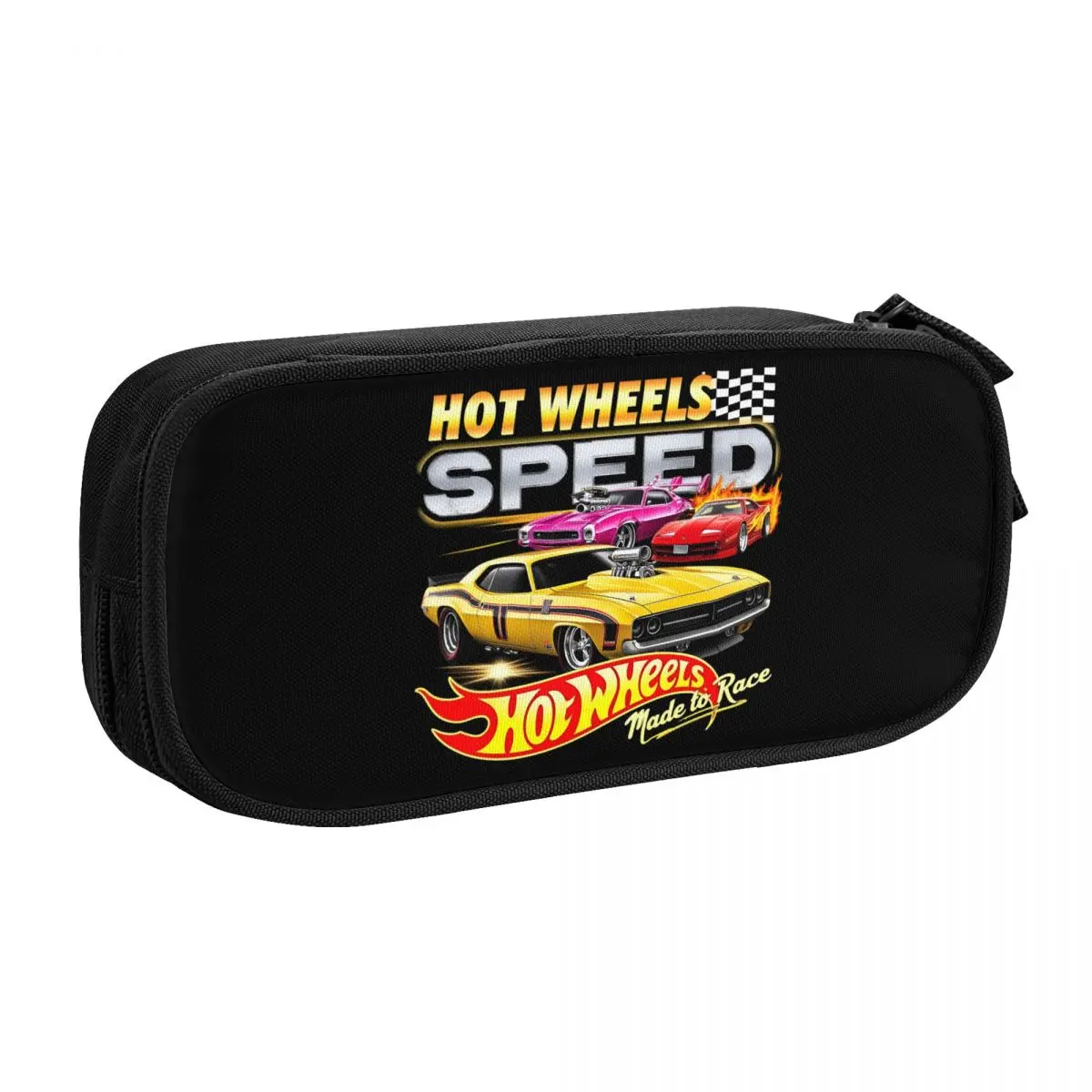 Custom Cute Hot Wheels Made To Race Car Pencil Cases for Girl Boy Large Capacity Pencil Box Stationery