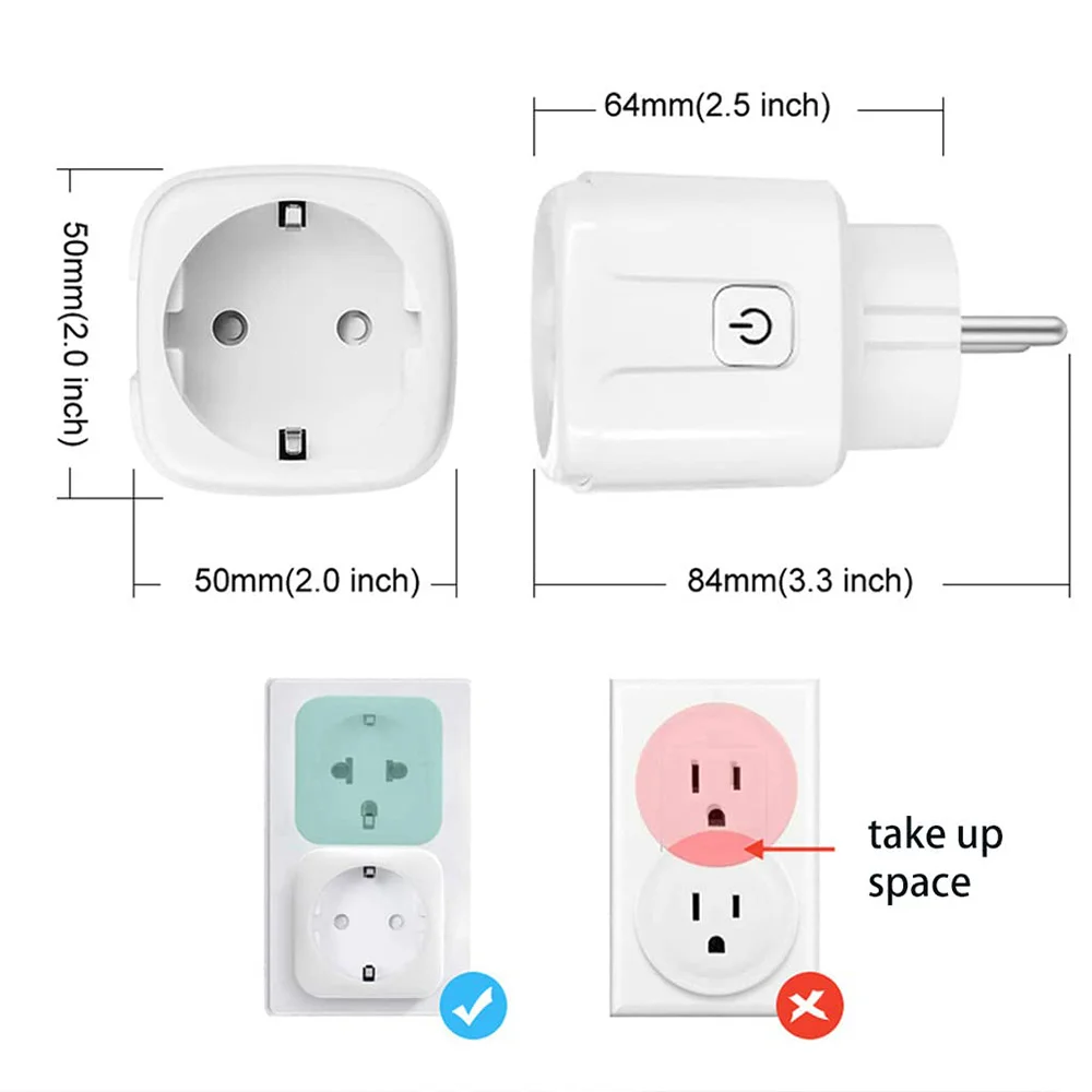 16A/20A EU Plug AC100-240V WiFi Smart Socket With Power Monitor Timing Function Voice Control Works Whit Alexa Google Home Alice