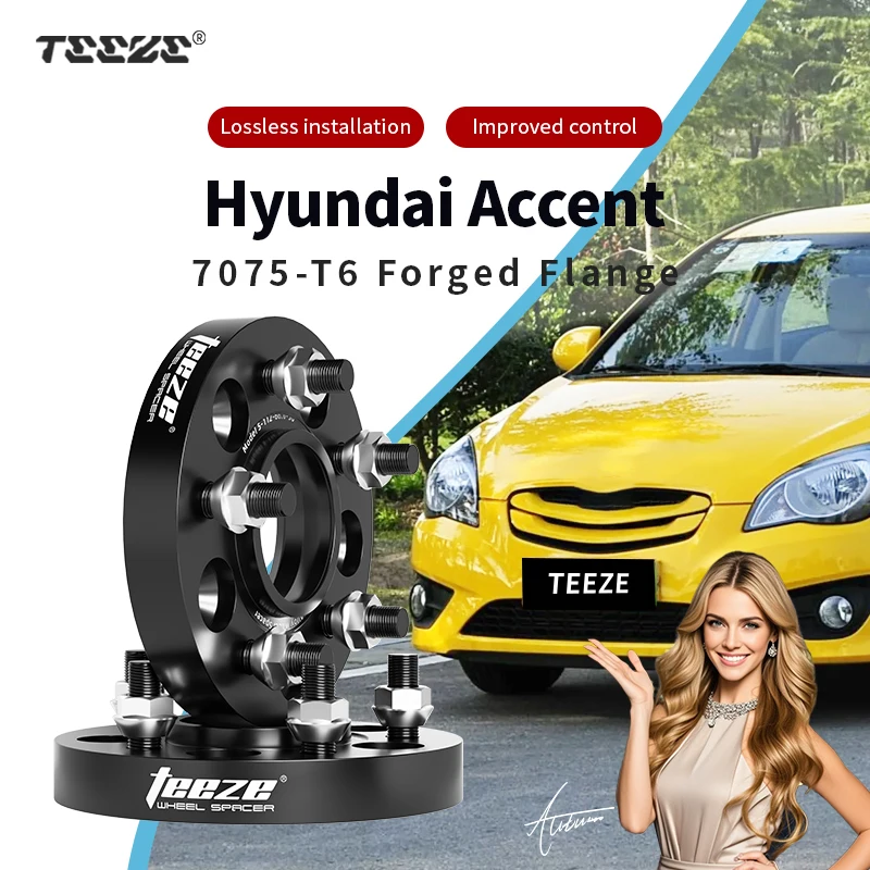 

Teeze 2/4pcs 4x100 CB54.1mm M12x1.5 Hub Centric Black Forged wheel spacer For Hyundai Accent Flange Plate15/20/25/30mm