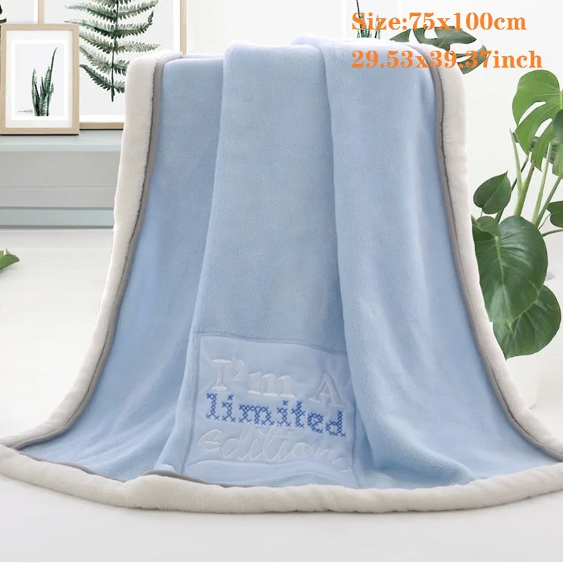 Baby Blankets Newborn Cartoon Embroidery Flannel Baby Blanket Baby Boys Girls Swaddle Wrap Infant Stroller Cover Kids Blanket