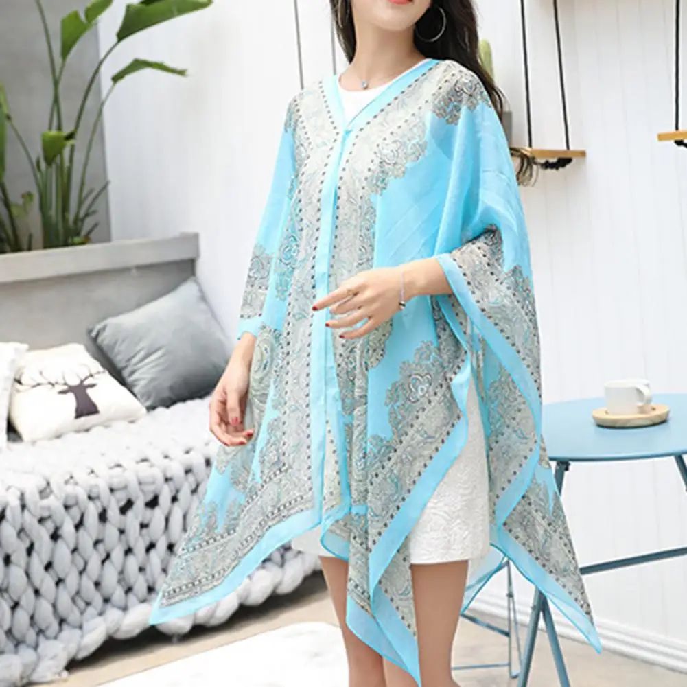 Simple Swimwear Cover Up  V Neck Ladies Beach Shawl  Anti Sun Sexy Cover Up Shawl