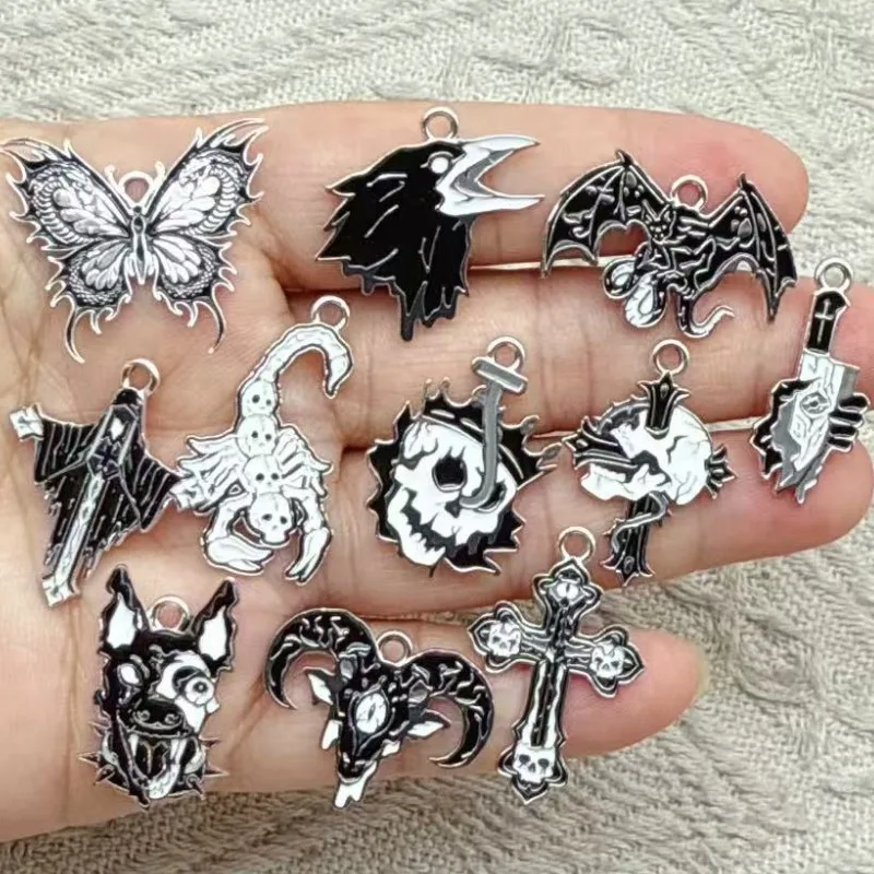 10pcs Halloween Metal Enamel Charms Pendant for DIY Earrings Necklace Bracelet Jewelry Making Keychain Accessory