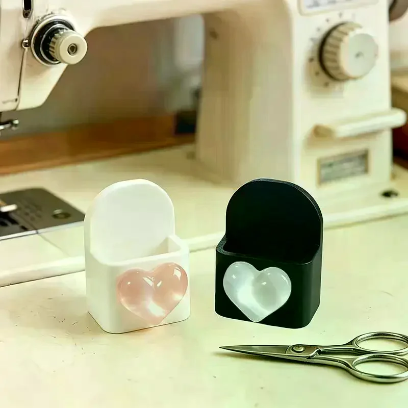 1/2/4Pcs Sewing Machine Scissor With Heart Pattern Storage Box Adhesive Backing Versatile For Storing Scissors, Tweezers