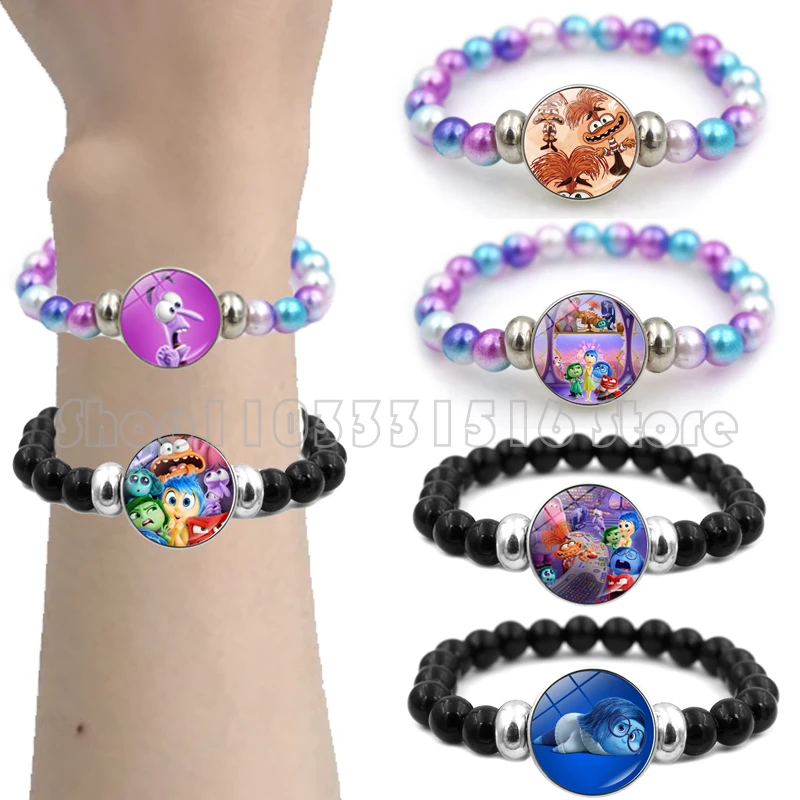 Cartoon Inside Out 2 Bracelet Anime Anger Disgust Sadness Emotional Expression Bracelet Children's Toys Girl's Birthday Gift