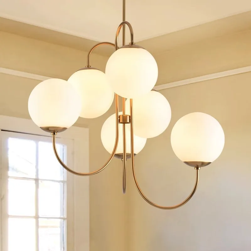 

Nordic postmodern pendant lamp creative living room dining room bedroom art lamp milk white glass ball pendant lamp