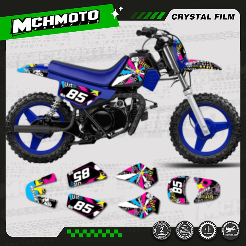 

MCHMFG Full Set Graphics Background Decal Stickers Kits For YAMAHA PW 50 PW50 All Year Number Name Custom
