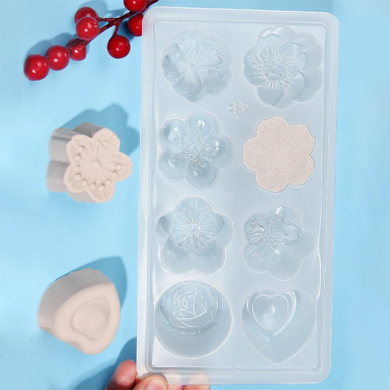 Jelly Mold 8 Compartments Plastic Fondant Flower Heart Pudding Mould Home Kitchen Reusable