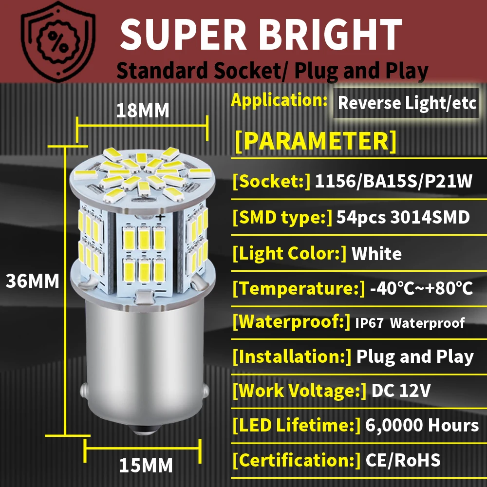 2pcs Canbus P21W BA15S 1156 LED Reverse Light DRL For Skoda Superb Octavia 2 MK2 A5 VW Passat B7 T5 T5.1 T6 SEAT LEON 3 MK3