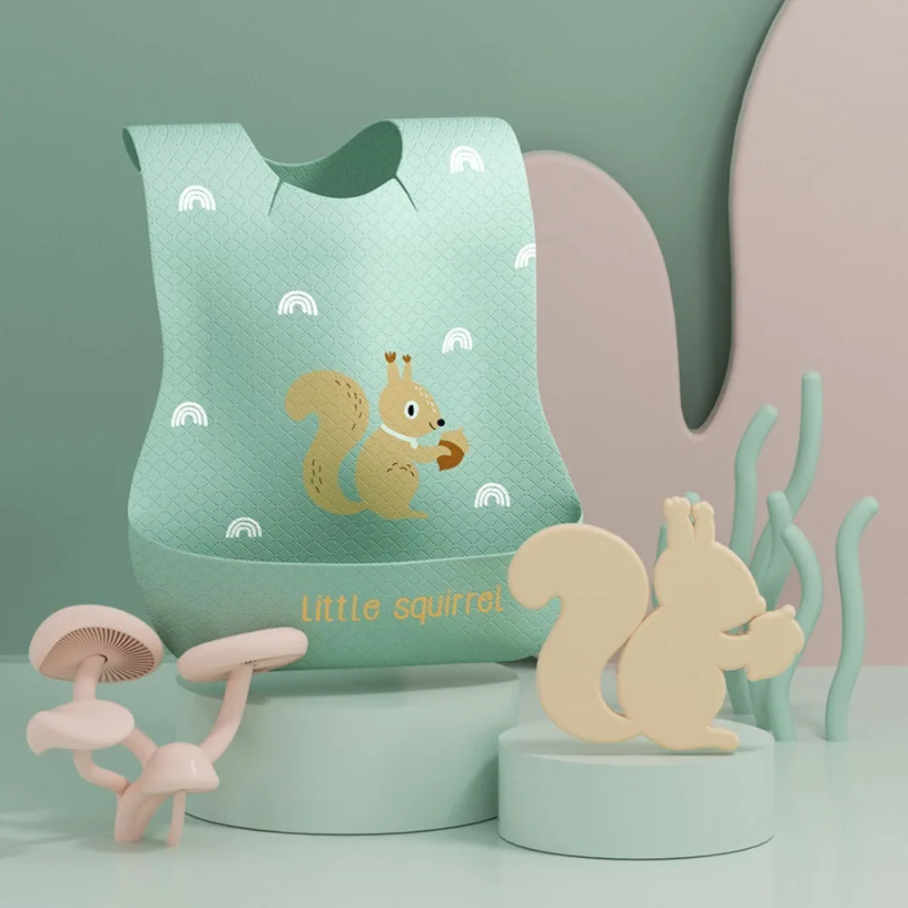

Waterproof Disposable Children's Bib Food Feeding Supply Super Soft Cartoon Saliva Towel With Food Catcher Infant Print Bib