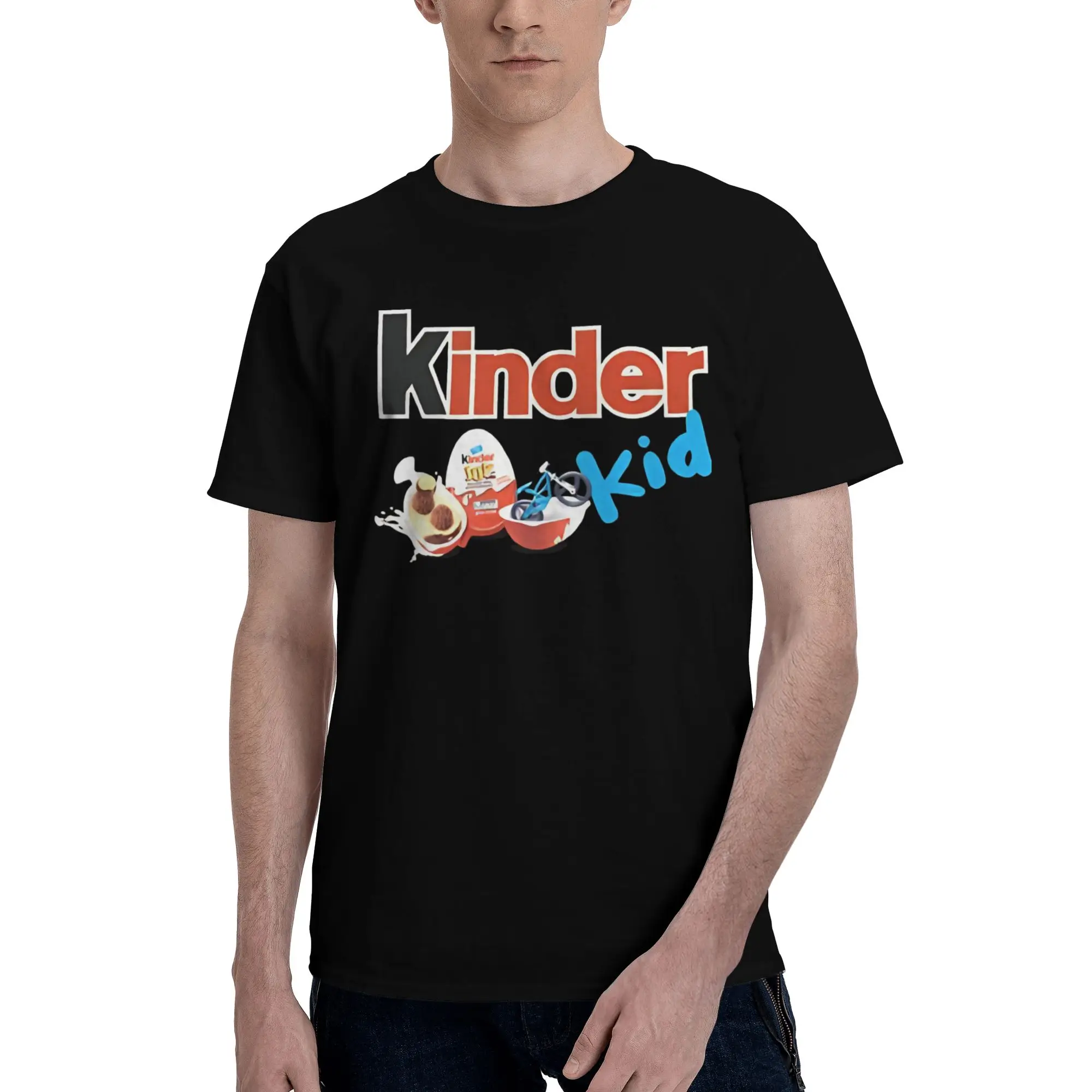 Camiseta Kinder KID JOY con BIKE TOY para hombre, camisetas novedosas Kinder Egg, camiseta de manga corta con cuello redondo de algodón puro, camisetas de regalo de cumpleaños