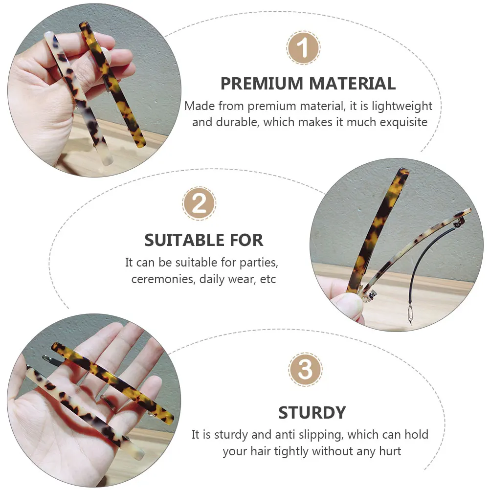 

4pcs Simple Hairpins Leopard Pattern Anti-Slip Bobby Pins Sturdy Barrettes Women Elegant Clips Lightweight Durable Party