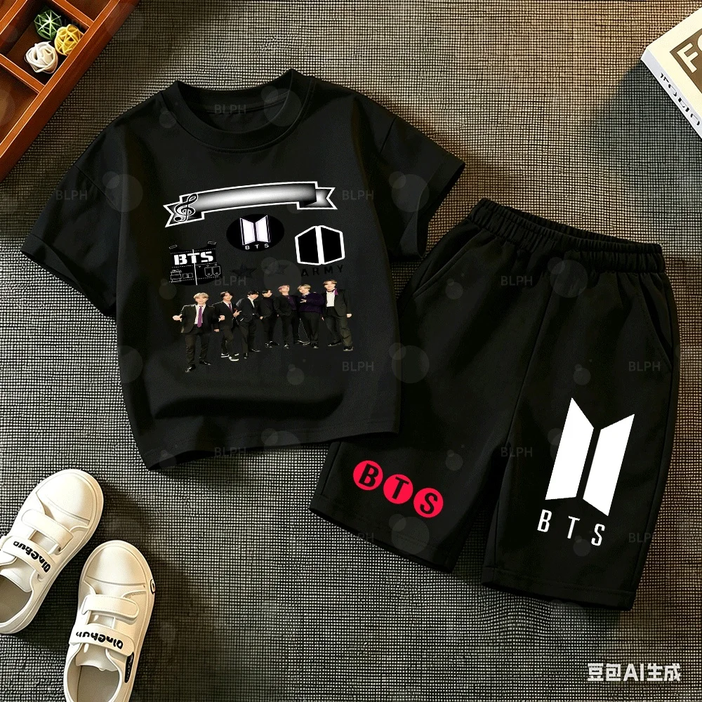 Conjuntos de Camisetas de Kpop BTS, Camiseta Informal de Manga Corta de Algodón para Fans del Grupo BTS, Ropa de Uso Diario, Atuendo Moderno con Estampado del Grupo