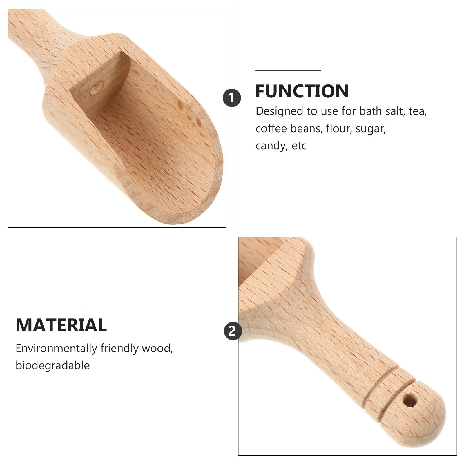 

4Pcs Wood Teaspoon Scoop for Tea Leaves Coffee Beans Milk Powder - Eco Friendly Mini Shovel Bath Salt Tool Kitchen Measuring