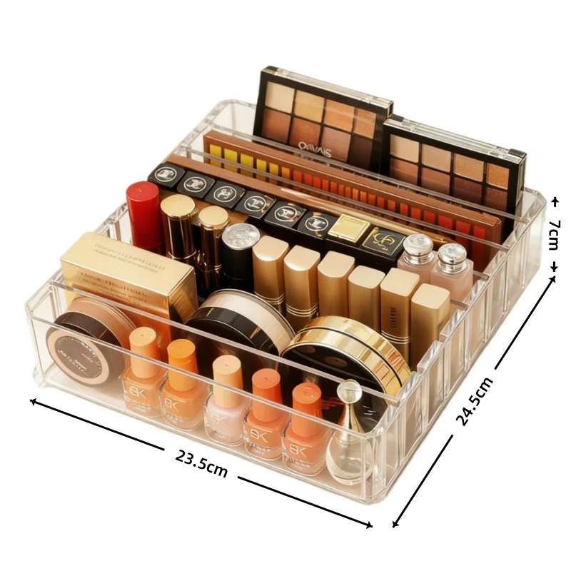 8 Grids Acrylic Makeup Organizer With Removable Dividers Large Capacity Desktop Comestic Holder for Eyeshadow Lip Gloss Lipstick