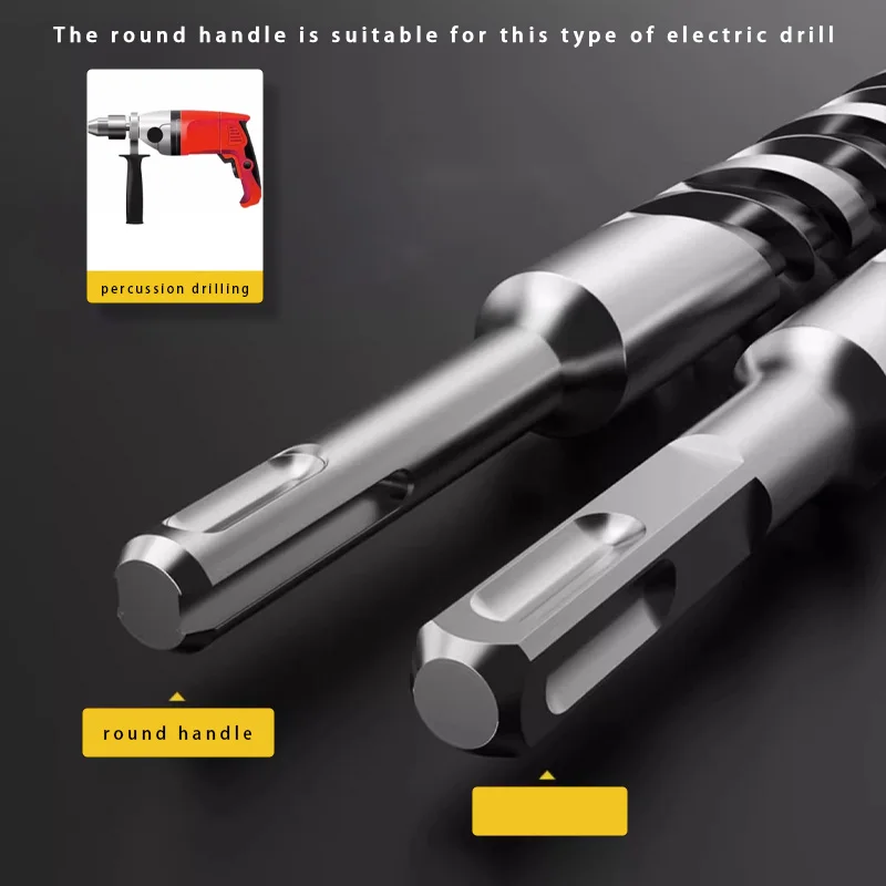LIDIAO SDS Plus Brocas de martelo rotativo Broca de concreto Alça longa e redonda Perfuração de pedra de tijolo com ponta de carboneto 6 a 25 mm