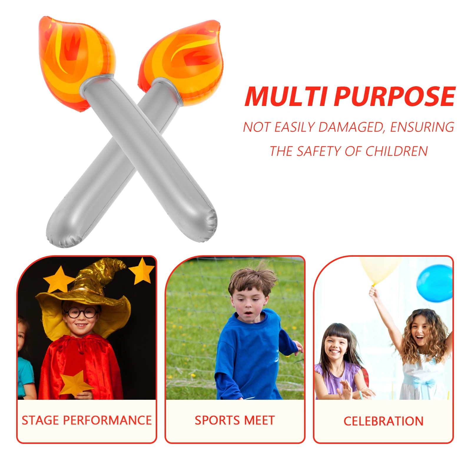 

2Pcs Inflatable Torch Props for Kids Stage Performance Sports Events Party Decor Rubber Material
