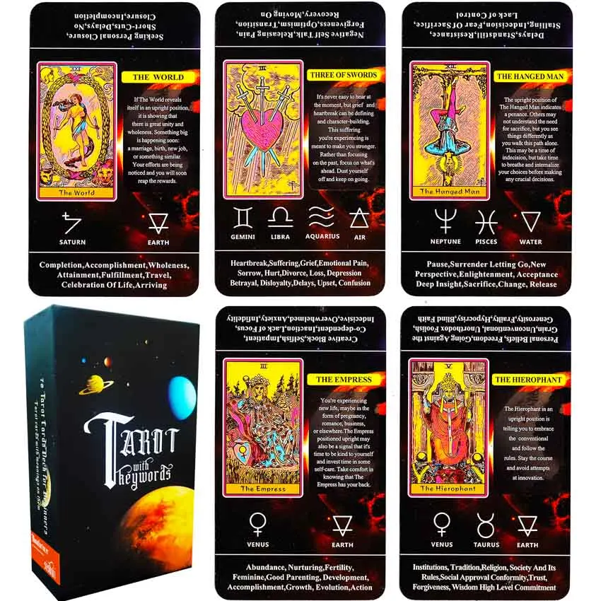 

12x7 cm 78 Cards With Meaning On Them Beginner Classic Tarot Deck Games