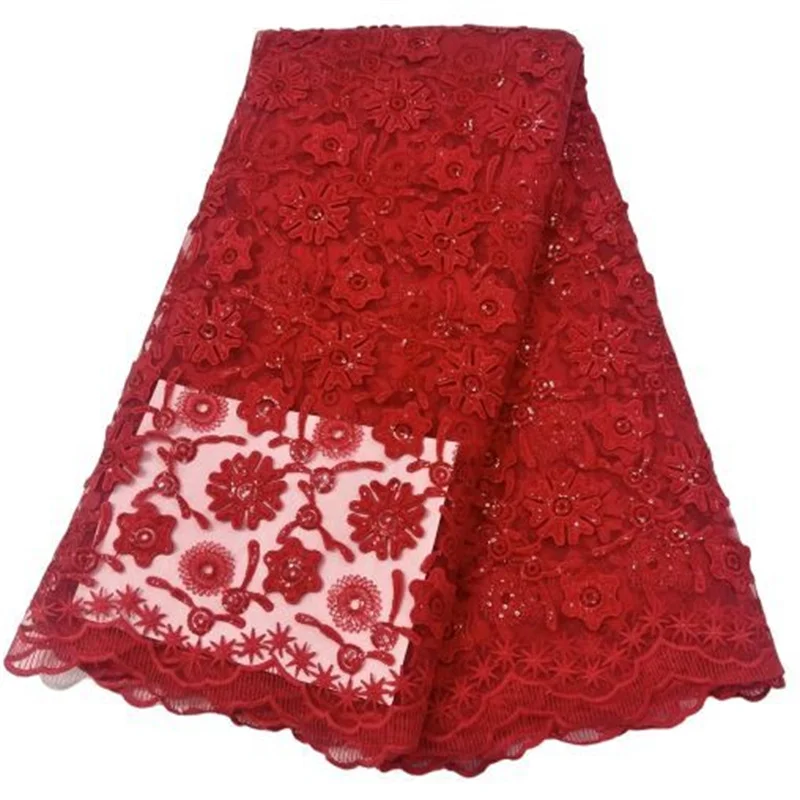 

Purple High Quality African Lace Fabric 3D Sequins French Net Embroidery Tulle Lace Fabric For Nigerian Wedding Party Dress