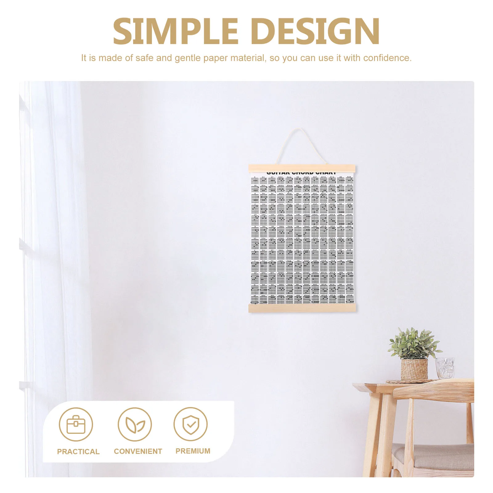 

Guitar Finger Table Poster Beginner Decorations Chart Music Chord Hanging Pictures