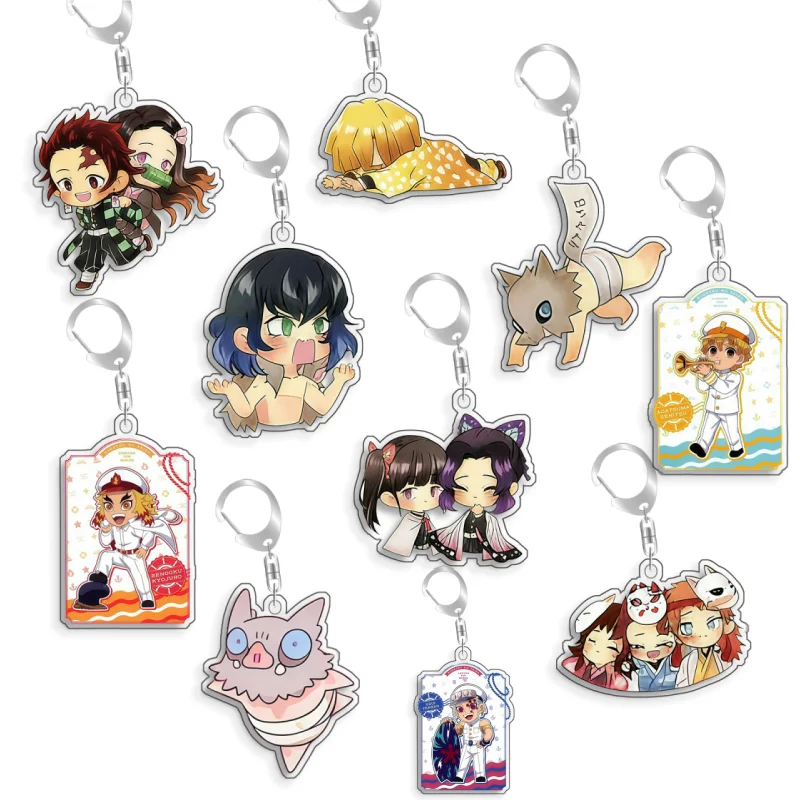 

For Demon Slayer Agatsuma Zenitsu Hashibira Inosuke Tsuyuri Kanao Acrylic Selfmade Cartoon Anime Keychain Pendant Toy Gift 5cm