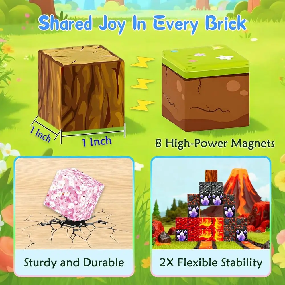 Magnetic 3D Dinosaur World Building Blocks for Kids - STEM Educational Toys for Boys & Girls Ages 3-9, Perfect for Christmas and