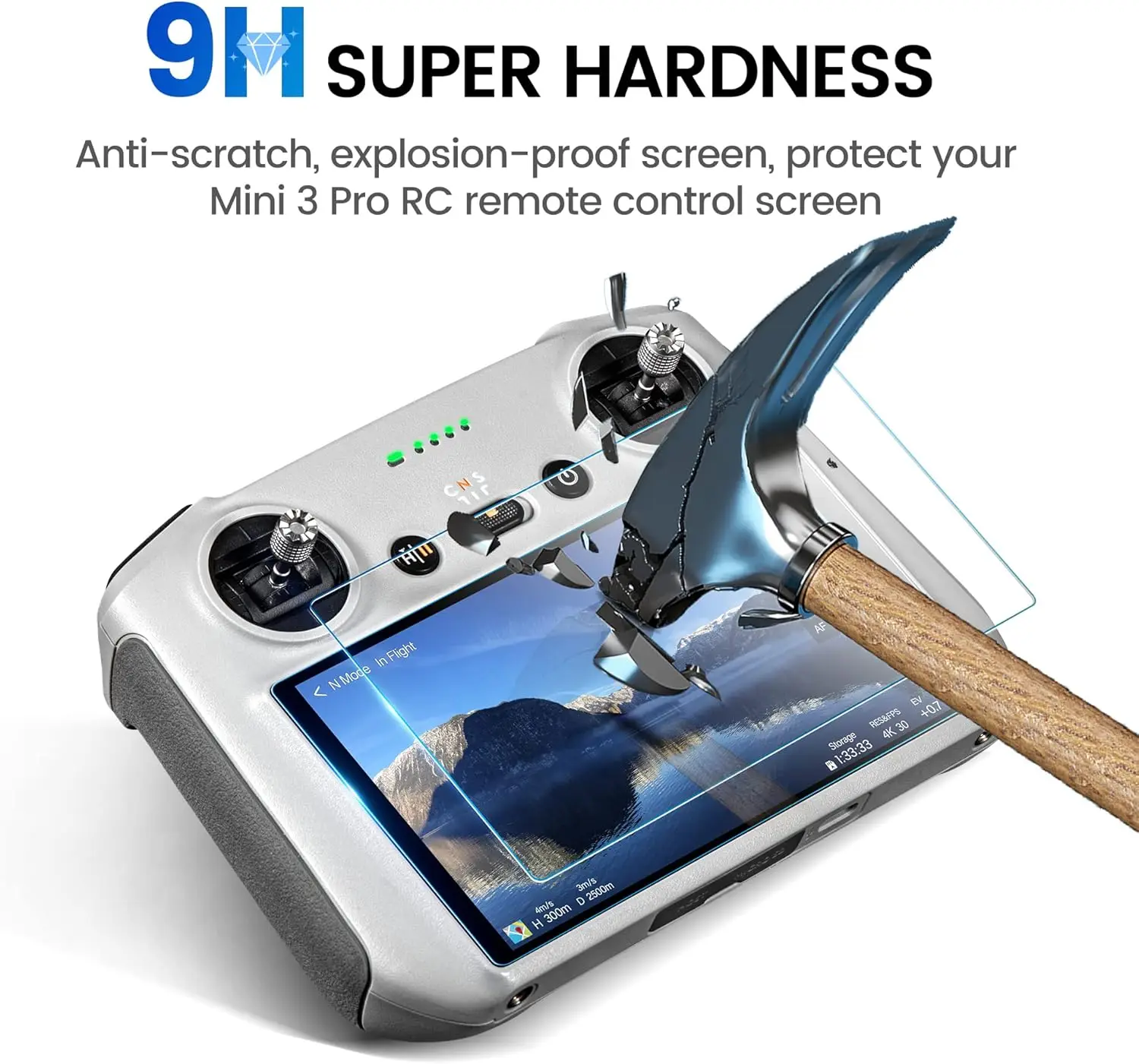 Gehärtete Glasfolie für DJI Mini 5/4/3 Pro RC 2 Pro Displayschutz HD Schutzfolie Kratzfest RC Fernbedienungszubehör – Detail 2