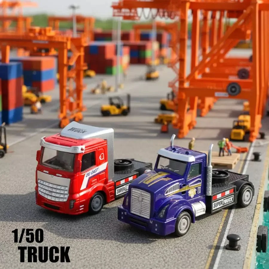 1:50 alloy simulated American tractor model car container trailer truck toy with door pull-back ornament collection mini car