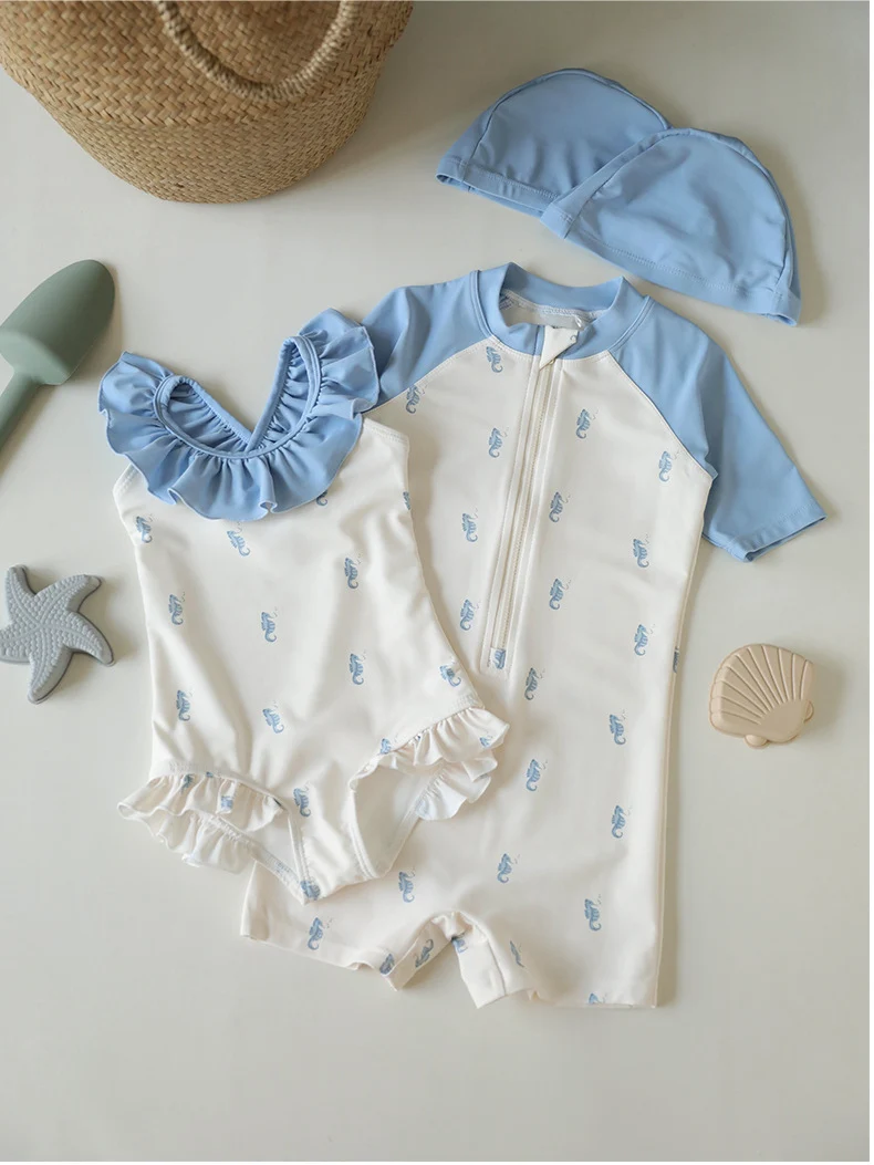 1-7T Toddler Kid Baby Boy Girl Swimwear Summer Swim Clothes Set Cute Sweet Beach Holiday Swimsuit Quick-dry Sunscreen Outfit