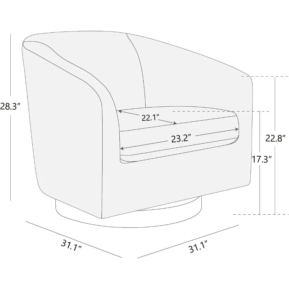 Rotating accent chair, FSC certified living room fabric bucket chair, living room chair