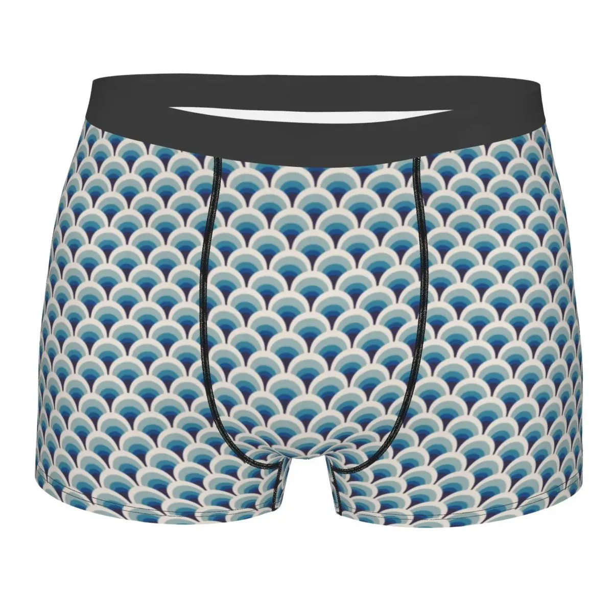 Custom Blue Wave Gradient Retro Pattern Boxer Shorts For Men 3D Print Underwear Panties Briefs Stretch Underpants