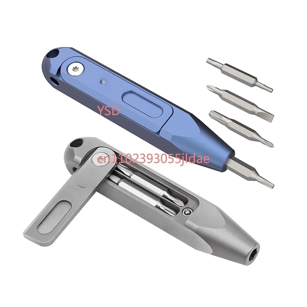 Professional Portable Titanium Alloy Screwdriver (S2 Steel Bits, 4mm Hex Shank, 8-Piece Bit Set Included)