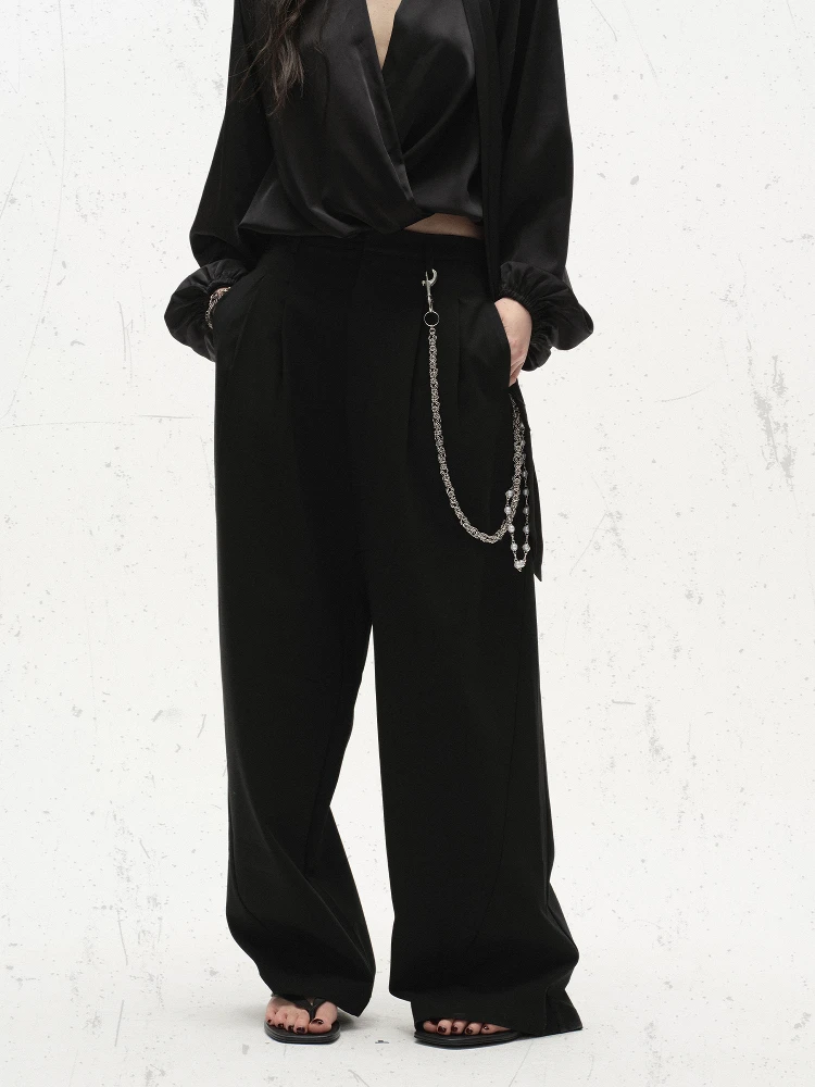 

BabeFi Original Pleated Low Waist Wide Leg Faion Slimming Spring Summer Jeans Casual Sle Zipper Closure Long Pants