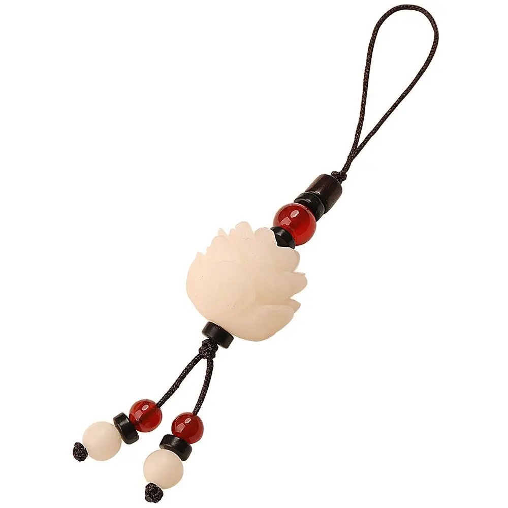 Chinese Style Bodhi Lotus Flower Keychain Vintage Beads Pendant Keyring for Mobile Phone Car Key Decor Accessories
