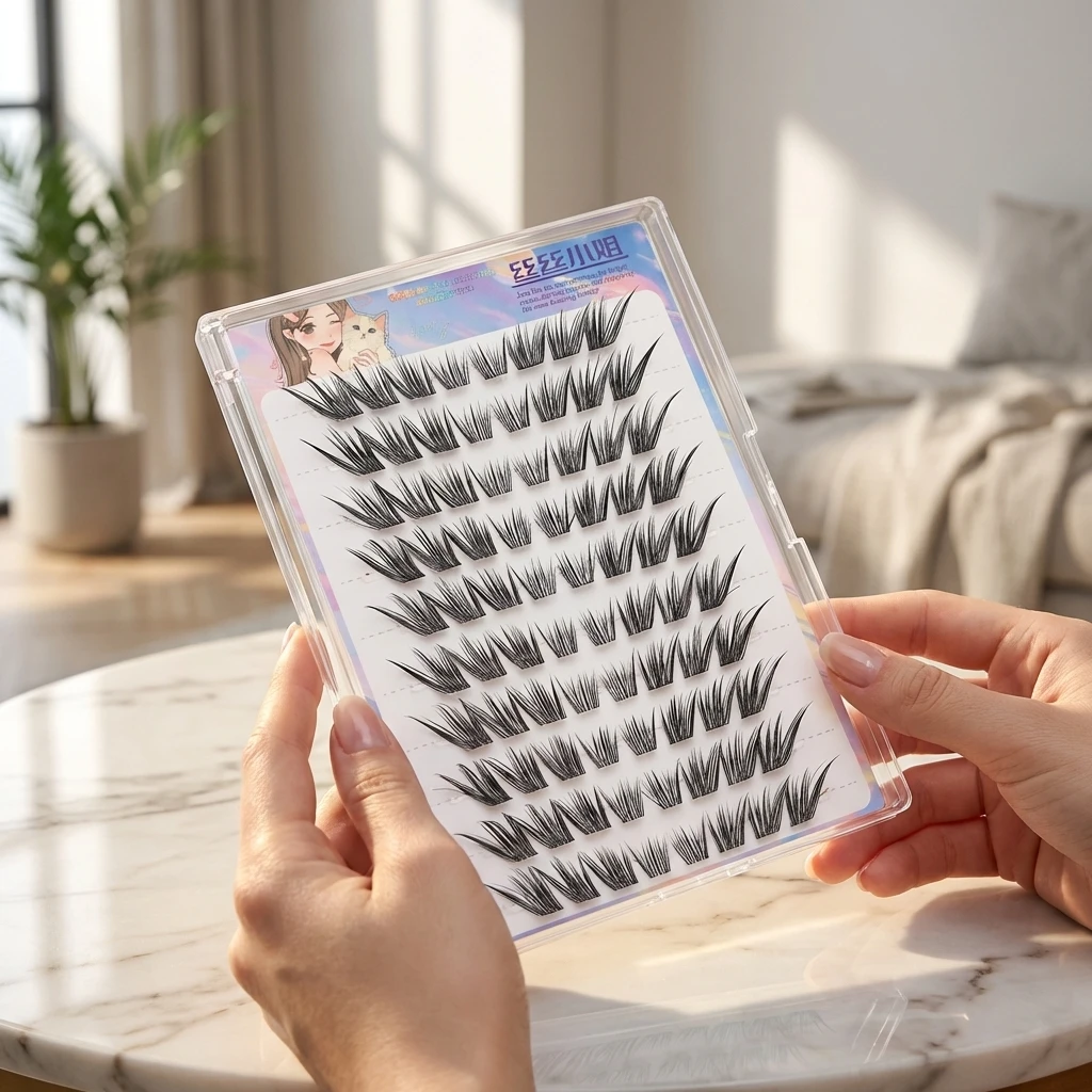 Women's False Eyelashes Extension Natural Look C Curl Synthetic Fiber Lashes for Sensitive Eyes Makeup Kit